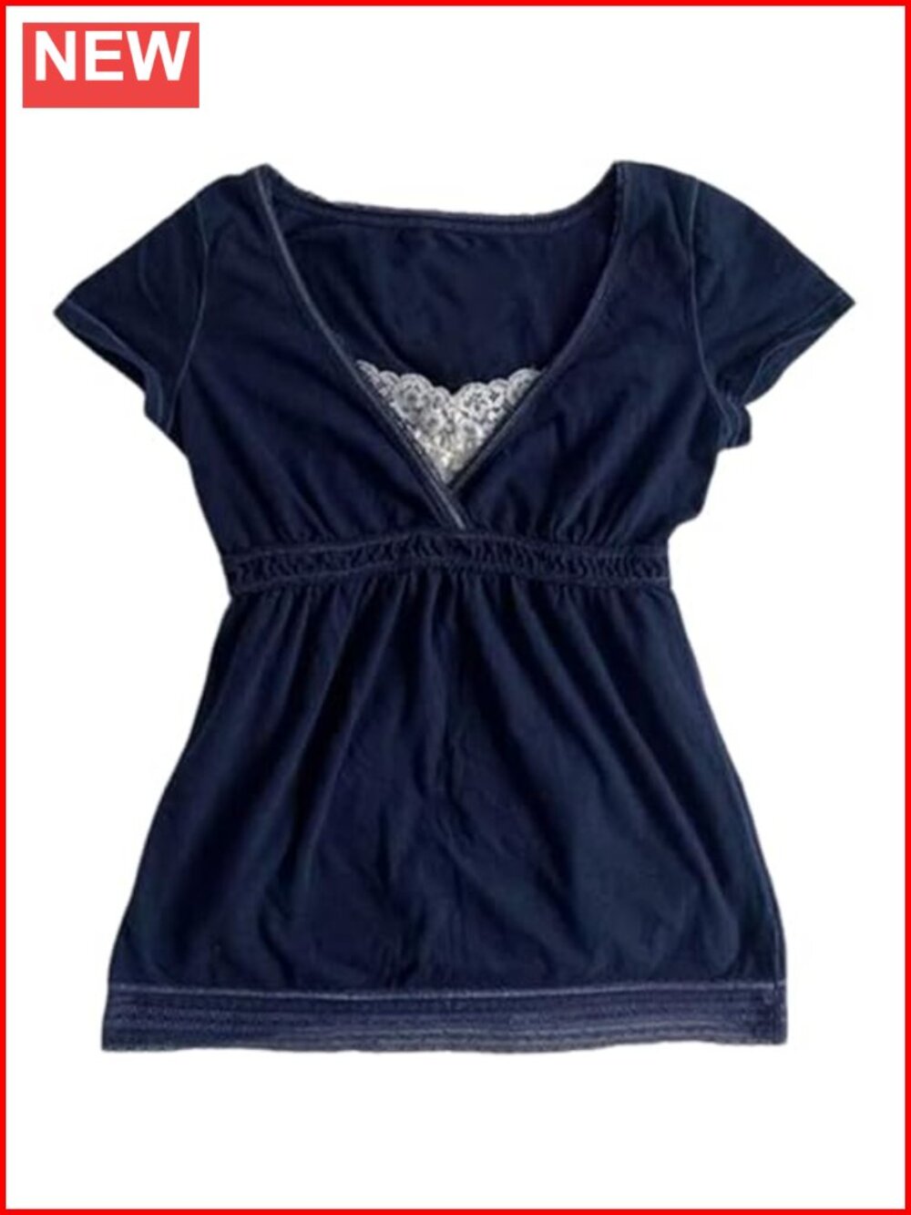 Y2K Lace Bow Babydoll Crop Top Women's Grunge Emo Goth Tee